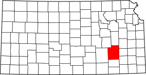 Map of Kansas highlighting Greenwood County