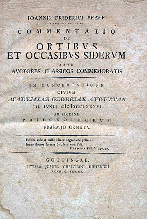 Pfaff, Johann Friedrich – Commentatio de ortibus et occasibus siderum apud auctores classicos commemoratis, 1786 – BEIC 4641692