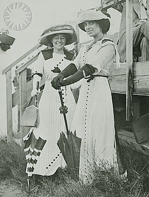 Portrait of Matilde Moisant (left) and Harriet Quimby (right) Circa 1911-1912