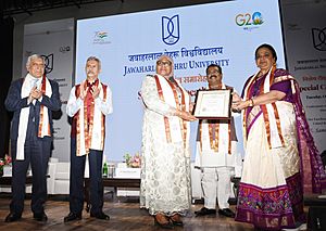 Samia Suluhu Hassan at the special convocation ceremony by Jawaharlal Nehru University