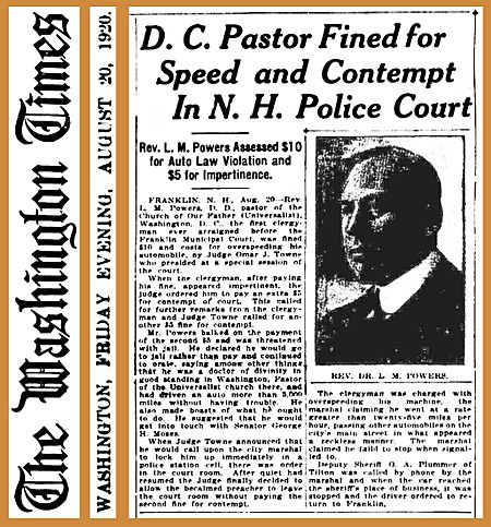 19200820 D. C. Pastor Fined for Speed and Contempt - The Washington Times