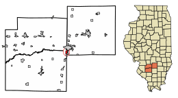 Location of Wamac in Clinton County, Illinois.