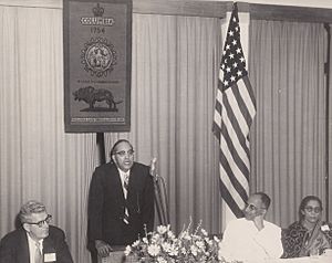 Dr. Babasaheb Ambedkar is addressing a seminar organized by the National Sports Club of India, New Delhi and Columbia University, USA on 30 October 1954 (cropped)