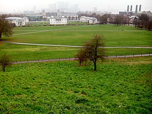 Greenwich Park, view from the hill, Greenwich, London, UK, january 2015