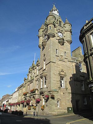 Hawick Town Hall from High Street & Cross Wynd junction (geograph 6289781)