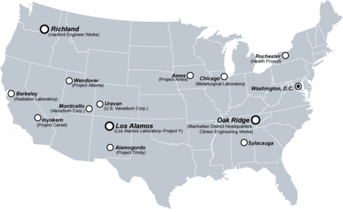 Manhattan Project US Map