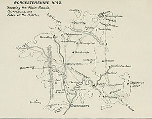 Map of Worcestershire in 1642