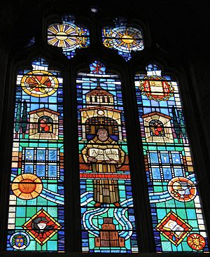 Shrewsbury Abbey - Cadfael stained glass window