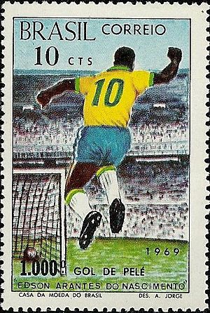Stamp of Brazil - 1969 - Colnect 196472 - Edson Arantes do Nascimento Pele