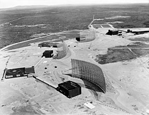 Aerial view of clear AFS site, Official photograph BMEWS Project by C. Henry, 5 July 1962, Photographic Services, Riverton, NJ, BMEWS, clear as negative no. A-3945. - Clear Air Force HAER AK-30-A-96