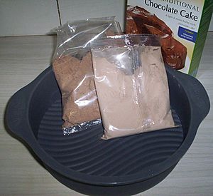 Cake mix in plastic packet photo