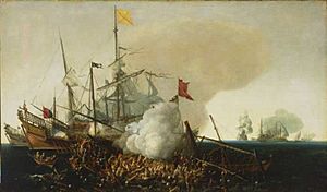 Cornelis Vroom Spanish Men of War Engaging Barbary Corsairs