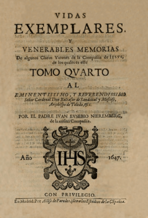 Juan Eusebio Nieremberg (1647) Vidas ejemplares (tomo 4)