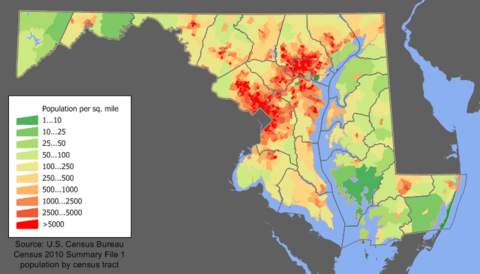 Maryland population map