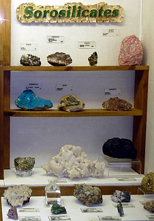 Sorosilicates exhibit, Museum of Geology, South Dakota