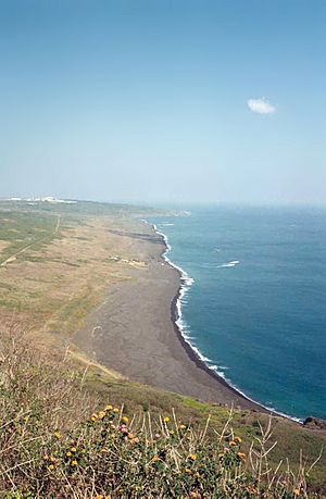 View of Iwo Landing Beach from top of Suribachi