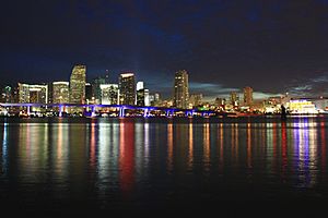 A306, Skyline at twilight, Miami, Florida, USA, 2010