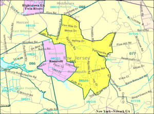Census Bureau map of ZCTA 08535 Perrineville, New Jersey