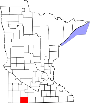 Map of Minnesota highlighting Jackson County