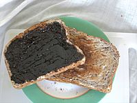Marmite thick spread toasted bread