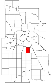 Location of Midtown Phillips within the U.S. city of Minneapolis