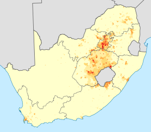 South Africa Sotho speakers density map
