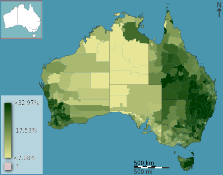 Australian Census 2011 demographic map - Australia by SLA - BCP field 2715 Christianity Anglican Persons
