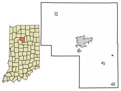 Location of Onward in Cass County, Indiana.