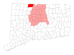 Location in Hartford County, Connecticut.