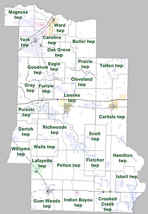 Lonoke County Arkansas 2010 Township Map large