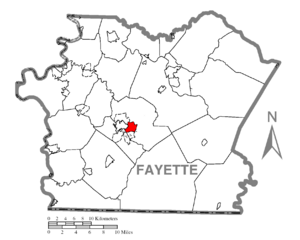 Location of East Uniontown in Fayette County