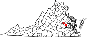 Map of Virginia highlighting Henrico County