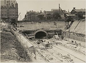 Open cut underground railway now completed, Museum Station, Sydney, New South Wales, ca. 1925 (9781167304)