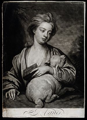 Saint Agnes. Mezzotint by J. Smith, 1716, after Sir G. Knell Wellcome V0031505