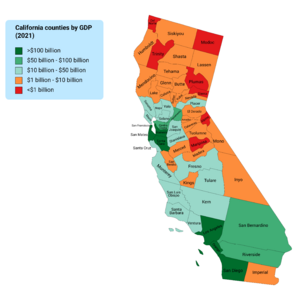 California counties by GDP 2021