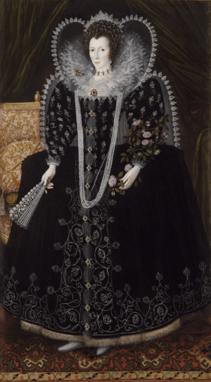 English School Portrait of a Lady with Roses 1595-1606