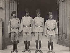 Four soldiers of King Edward VII's African Rifles by Sir (John) Benjamin Stone
