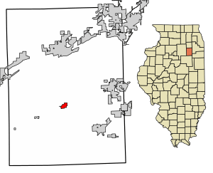 Location of Mazon in Grundy County, Illinois.