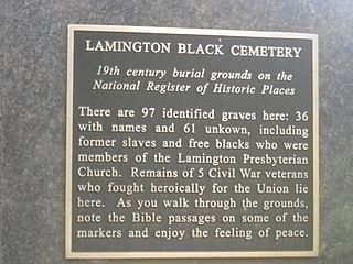 Lamington black cemetery plaque