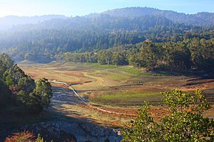 Lexington Reservoir at low water, the former site of Alma as it appeared in 2008.