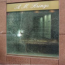 Bulletproof glass window after a burglary attempt