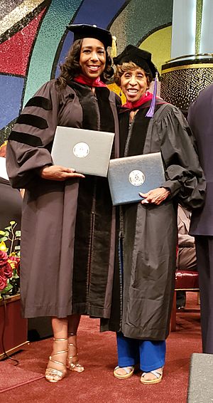 Dawnn Lewis and Marla Gibbs receiving honorary Doctor of Humane Letters degrees on August 17, 2019