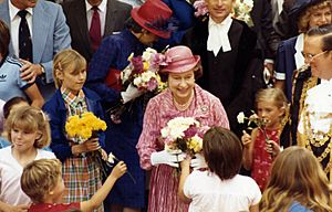 Her Majesty Queen Elizabeth II in Queen Street Mall, Brisbane City, c 1982