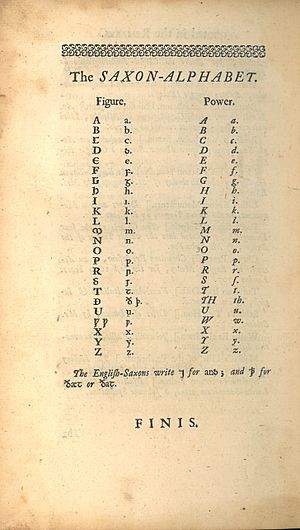 John Fortescue, The Difference between an Absolute and Limited Monarchy (1st ed, 1714, Saxon alphabet page)