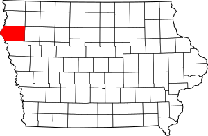 Map of Iowa highlighting Plymouth County