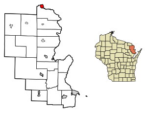 Location of Niagara in Marinette County, Wisconsin.
