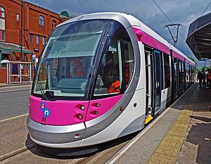 Midland Metro tram no. 20 on display at St. Georges, Bilston Street, Wolverhampton, geograph-4028311-by-P-L-Chadwick