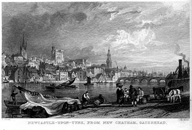 Newcastle-upon-Tyne from New Chatham engraving by William Miller after T Allom