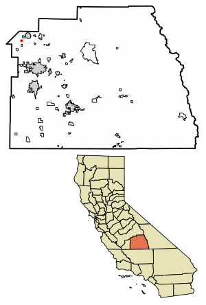 Location of Delft Colony in Tulare County, California.