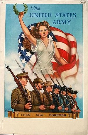 US Patriotic Army Recruiting Poster WW2 Then Now Forever